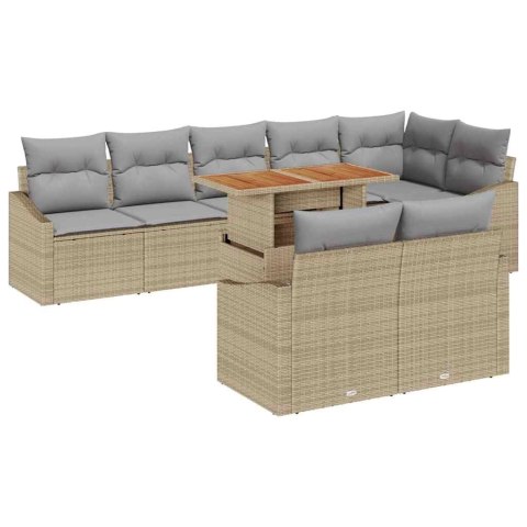Zestaw Sof na Ogród z przechowywaniem 9 pcs Beżowy Polirattan Lumarko!