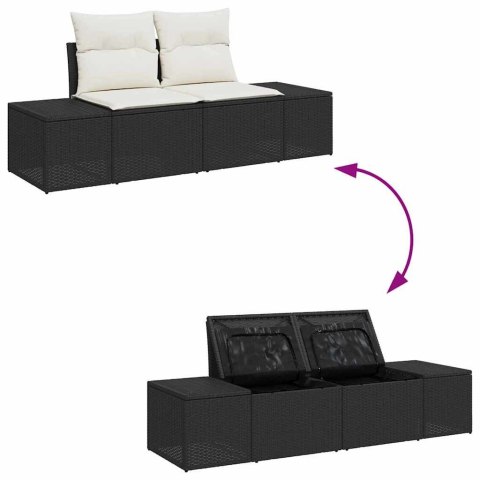 Zestaw Sof na Ogród z przechowywaniem 6 pcs Czarny Polirattan Lumarko!