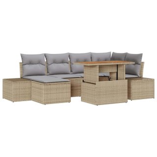 Zestaw Sof na Ogród z przechowywaniem 7 pcs Beżowy Polirattan Lumarko!