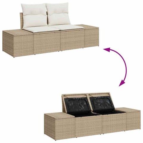 Zestaw Sof na Ogród z przechowywaniem 7 pcs Beżowy Polirattan Lumarko!
