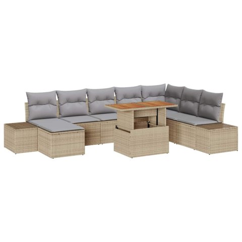 Zestaw Sof na Ogród z przechowywaniem 9 pcs Beżowy Polirattan Lumarko!