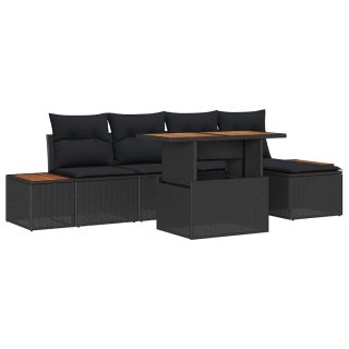 Zestaw Sof na Ogród z przechowywaniem 6 pcs Czarny Polirattan Lumarko!