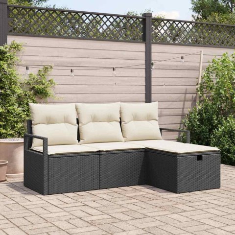 Zestaw Sof na Ogród 4 pcs Czarny i kremowy 175 x 117 x 85 cm Lumarko!