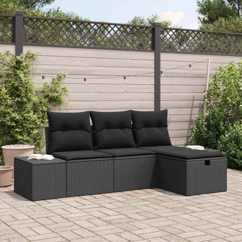 Zestaw Sof na Ogród 4 pcs Czarny 55 x 62 x 69 cm Polirattan Lumarko!