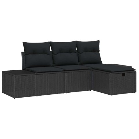 Zestaw Sof na Ogród 4 pcs Czarny 55 x 62 x 69 cm Polirattan Lumarko!