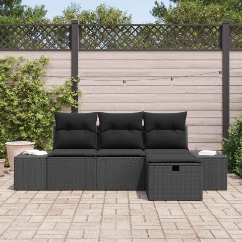 Zestaw Sof na Ogród 4 pcs Czarny 55 x 62 x 69 cm Polirattan Lumarko!