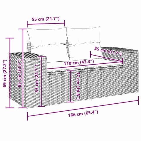 Zestaw sof ogrodowych vidaXL 14-częściowy z poduszkami Czarny Polirattan Akacja Lumarko!