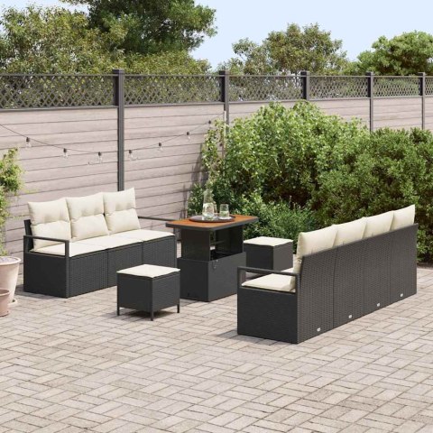 Zestaw Sof na Ogród z poduszką 10 pcs Czarny Polirattan Lumarko!