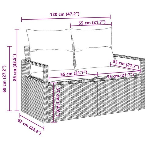 Zestaw Sof na Ogród z poduszką 10 pcs Czarny Polirattan Lumarko!