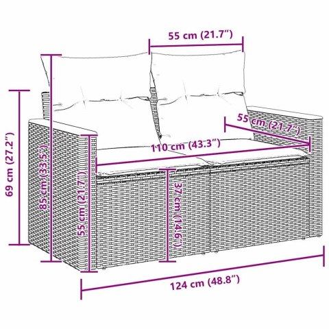Zestaw Sofy Ogrodowej 8 Części z Poduszkami Beżowy z Polirattanu i Akacji. Lumarko!