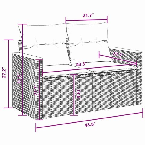 Zestaw Sofy Ogrodowej 8 Elementów z Poduszkami, Czarny Rattan, Poliester, Akacja Lumarko!