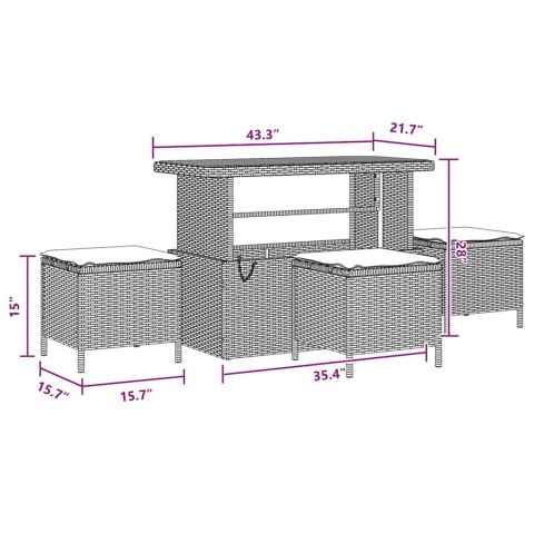 Zestaw sof ogrodowych z 14 częściami w kolorze czarnym, poduszkami i materiałem z polirattanu i akacji Lumarko!