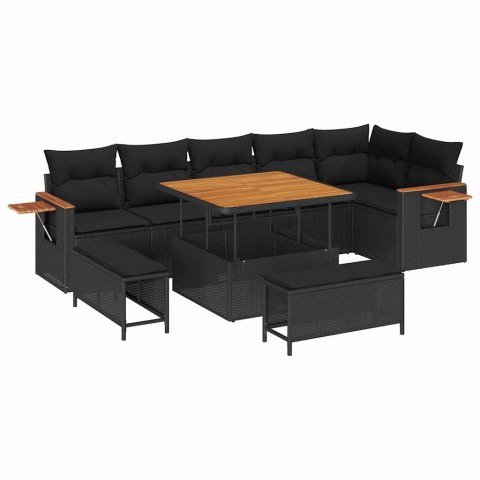 Zestaw Sof na Ogród z poduszką 9 pcs Czarny 100 x 100 x 71 cm Lumarko!