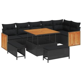 Zestaw Sof na Ogród z poduszką 9 pcs Czarny 100 x 100 x 71 cm Lumarko!