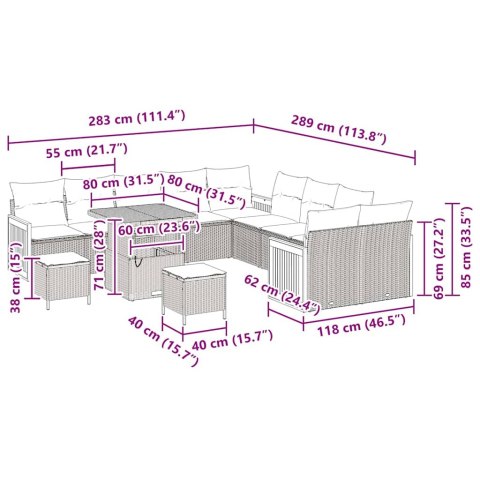 Zestaw Sof na Ogród 13 pcs Czarny i kremowy 80 x 80 x 71 cm Lumarko!