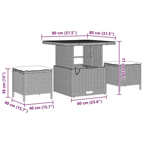 Zestaw Sof na Ogród 13 pcs Czarny i kremowy 80 x 80 x 71 cm Lumarko!