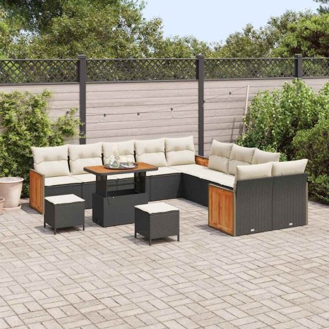 Zestaw Sof na Ogród 13 pcs Czarny i kremowy 90 x 55 x 71 cm Lumarko!