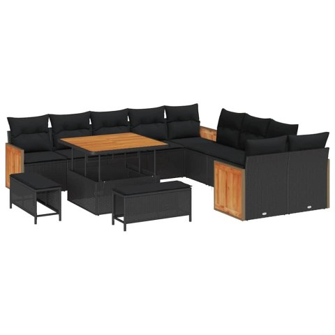 Zestaw Sof na Ogród z poduszką 13 pcs Czarny 100 x 100 x 71 cm Lumarko!
