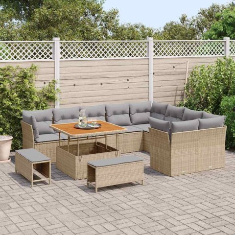Zestaw Sof na Ogród 12 pcs beżowo-jasnoszary 100 x 100 x 71 cm Lumarko!
