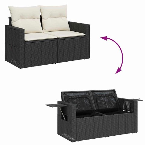 Zestaw Sof na Ogród z przechowywaniem 9 pcs Czarny Polirattan Lumarko!