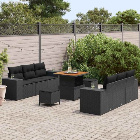 Zestaw Sof na Ogród z poduszką 9 pcs Czarny 80 x 80 x 71 cm Lumarko!