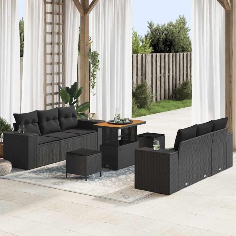 Zestaw Sof na Ogród z poduszką 9 pcs Czarny 90 x 55 x 71 cm Lumarko!
