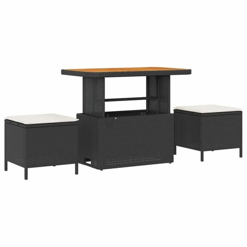 10-elementowy zestaw sofy ogrodowej z poduszkami czarny poli rattan akacja. Lumarko!