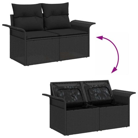 Zestaw Sof na Ogród z poduszką 11 pcs Czarny 90 x 55 x 71 cm Lumarko!