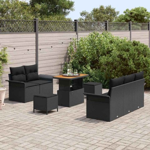 Zestaw Sof na Ogród z poduszką 8 pcs Czarny 90 x 55 x 71 cm Lumarko!