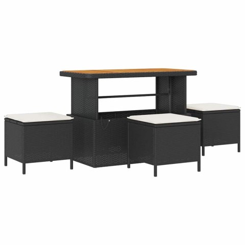 10-elementowy zestaw sof ogrodowych z poduszkami Czarny polirattan akacja Lumarko!