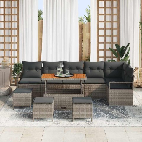 Zestaw Sof na Ogród z poduszką 10 pcs Szary 110 x 55 x 71 cm Lumarko!