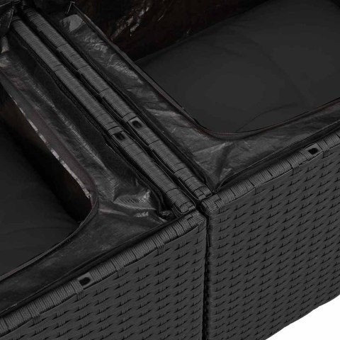 10-elementowy zestaw sof ogrodowych vidaXL z poduszkami czarny polirattan akacja Lumarko!