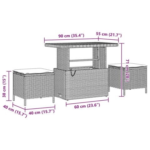 10-elementowy zestaw sof ogrodowych z poduszkami Szary Polirattan Akacja Lumarko!