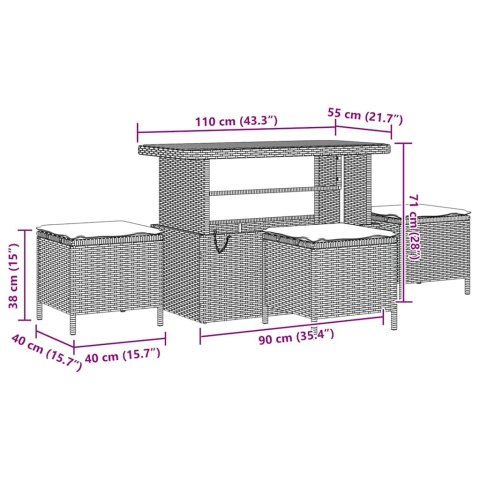 Zestaw 14-częściowy sof ogrodowych z poduszkami szary polirattan akacja Lumarko!