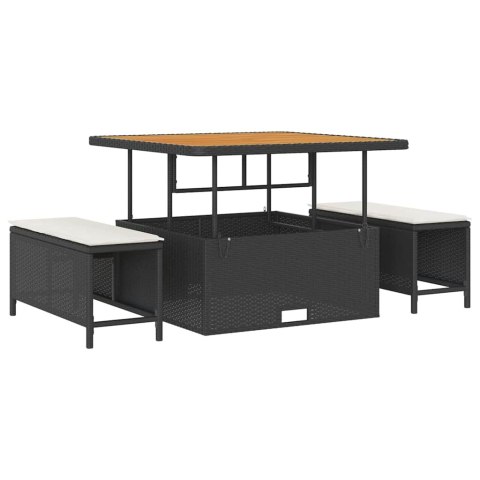 Zestaw sofy ogrodowej vidaXL z poduszkami Czarna wickerowa akacja Lumarko!