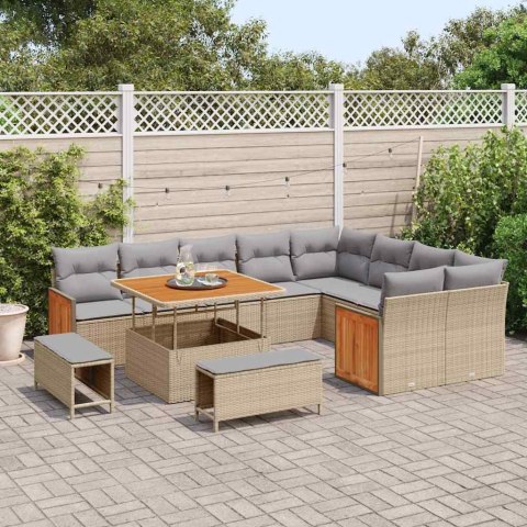 Zestaw Sof na Ogród 12 pcs Beż, jasnoszary 100 x 100 x 71 cm Lumarko!