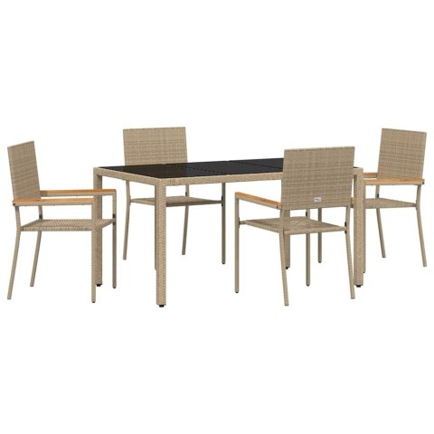 Zestaw do jadalni w ogrodzie 5 pcs Beżowy 150 x 90 x 75 cm Lumarko!