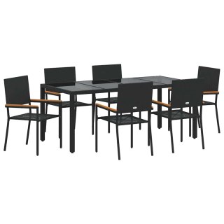 Zestaw do jadalni w ogrodzie 7 pcs Czarny 190 x 90 x 75 cm Lumarko!