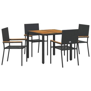 Zestaw do jedzenia w ogrodzie vidaXL 5 elementowy Czarny rattan Lumarko!