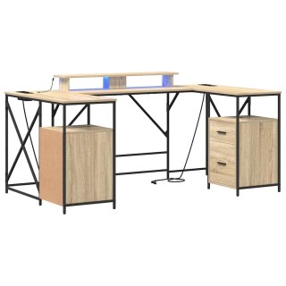 Biurko dąb sonoma 182 x 101 x 87.5 cm Materiał drewnopochodny Lumarko!