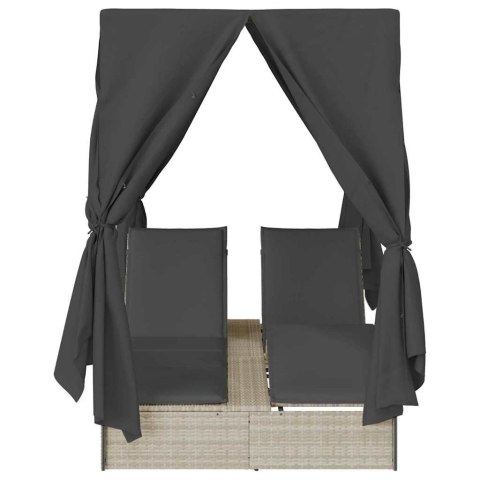 Podwójny leżak z dachem i zasłonami z zasłonami Jasnoszary Lumarko!