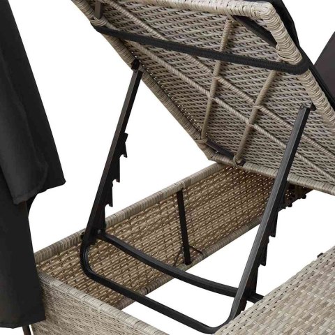 Podwójny leżak z dachem i zasłonami z zasłonami Jasnoszary Lumarko!