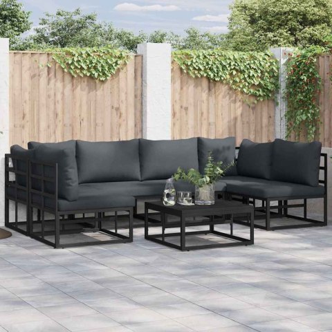 Zestaw Sof na Ogród z poduszką 7 pcs Czarny Aluminium Lumarko!