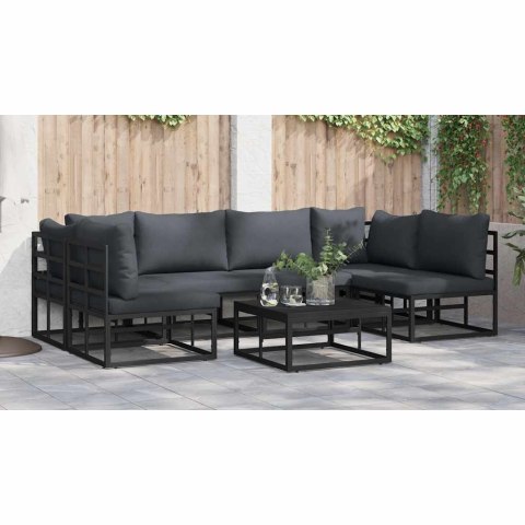 Zestaw Sof na Ogród z poduszką 7 pcs Czarny Aluminium Lumarko!