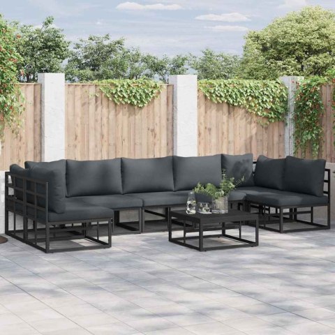 Zestaw Sof na Ogród z poduszką 7 pcs Czarny Aluminium Lumarko!