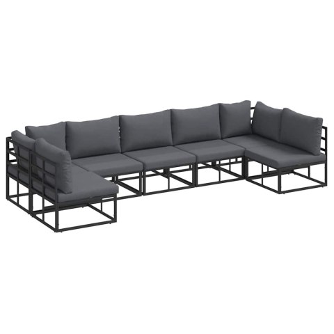 Zestaw Sof na Ogród z poduszką 7 pcs Czarny Aluminium Lumarko!
