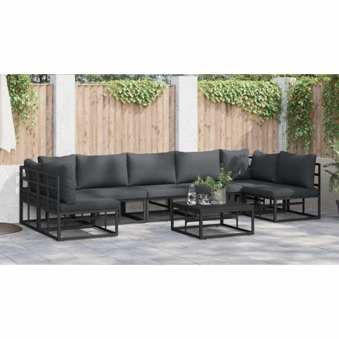 Zestaw Sof na Ogród z poduszką 7 pcs Czarny Aluminium Lumarko!