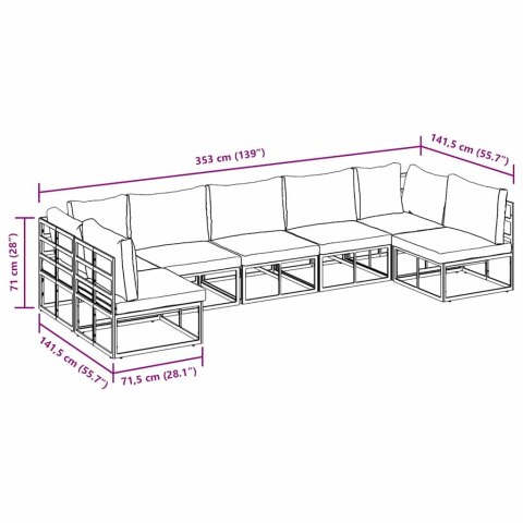 Zestaw Sof na Ogród z poduszką 7 pcs Czarny Aluminium Lumarko!