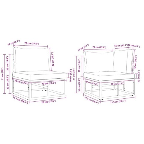 Zestaw Sof na Ogród z poduszką 7 pcs Czarny Aluminium Lumarko!