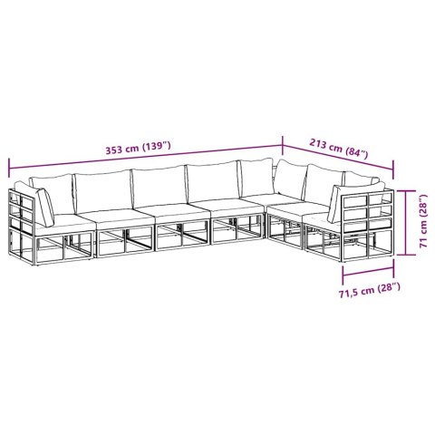 Zestaw Sof na Ogród z poduszką 7 pcs Czarny Aluminium Lumarko!